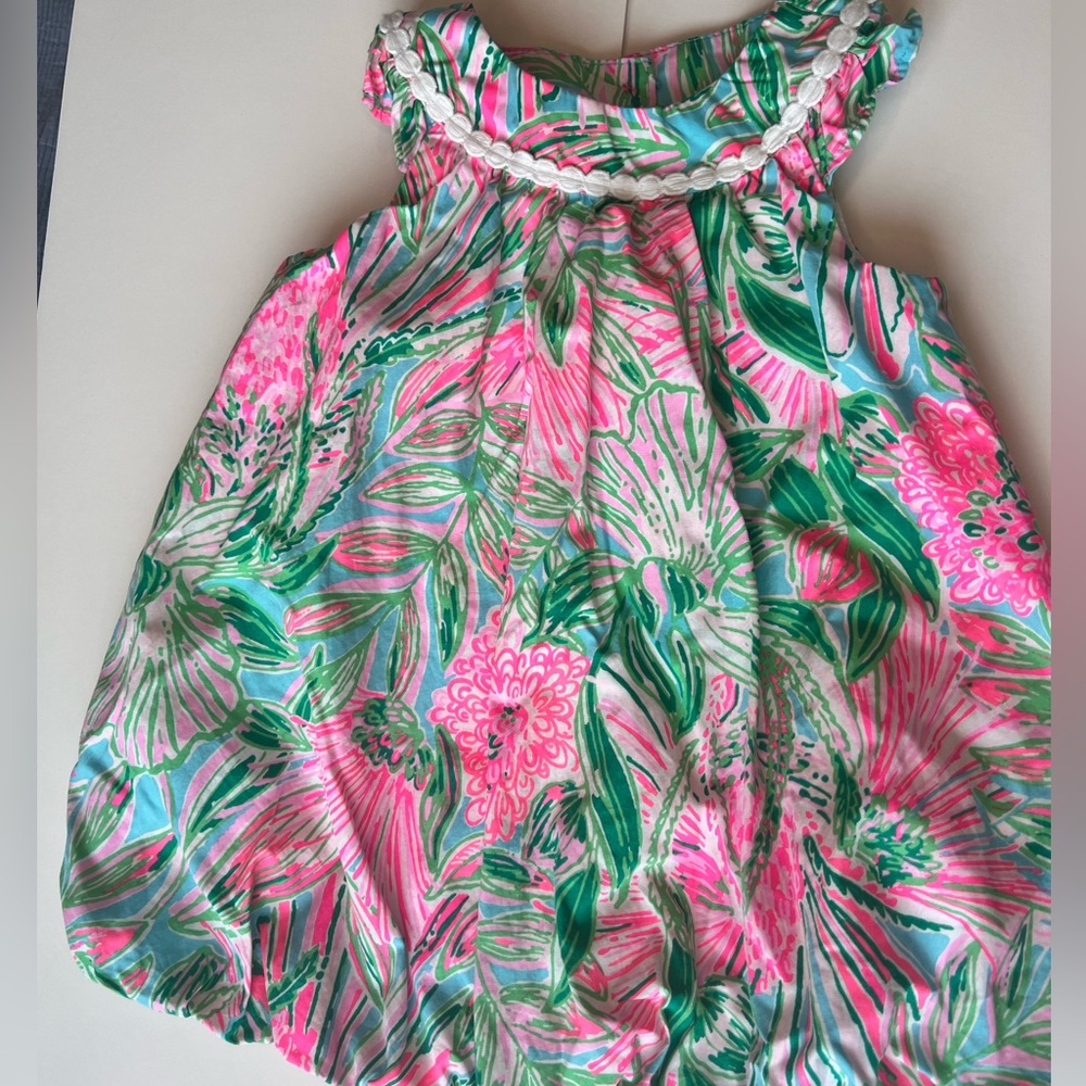 Lilly Pulitzer Pink and Green Floral Kids Dress - Picture 9 of 11